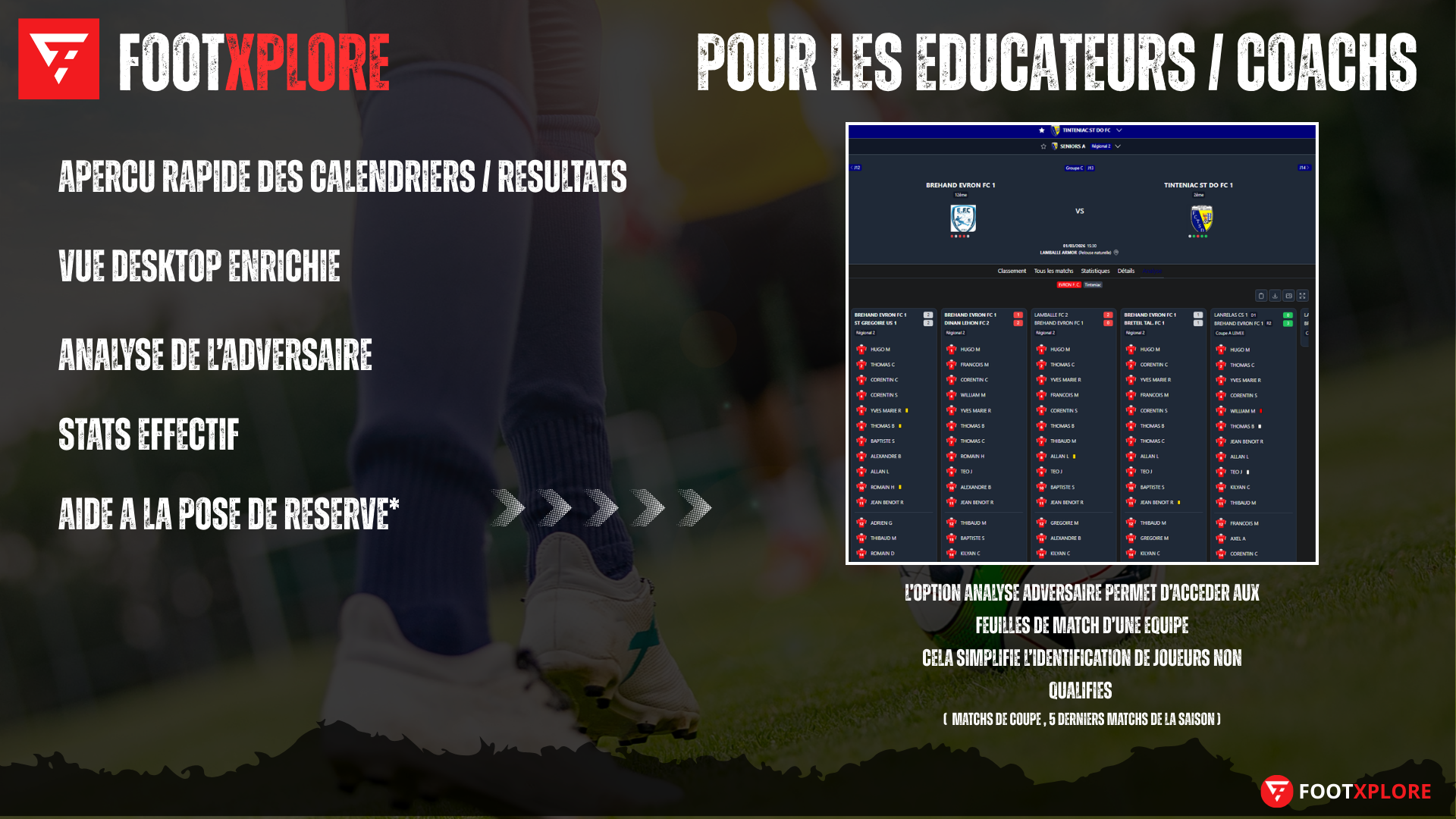 Vue des équipes du club dans FootXplore 1